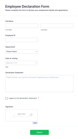 Employee Declaration Form Template