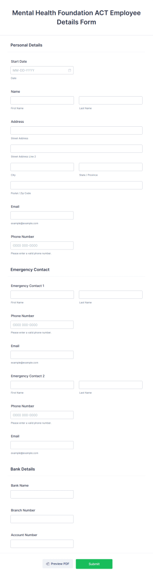 Mental Health Foundation Employee Details Form Template