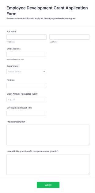 Employee Development Grant Application Form Template
