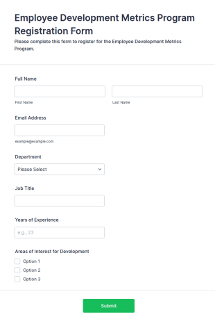 Employee Development Metrics Program Registration Form Template