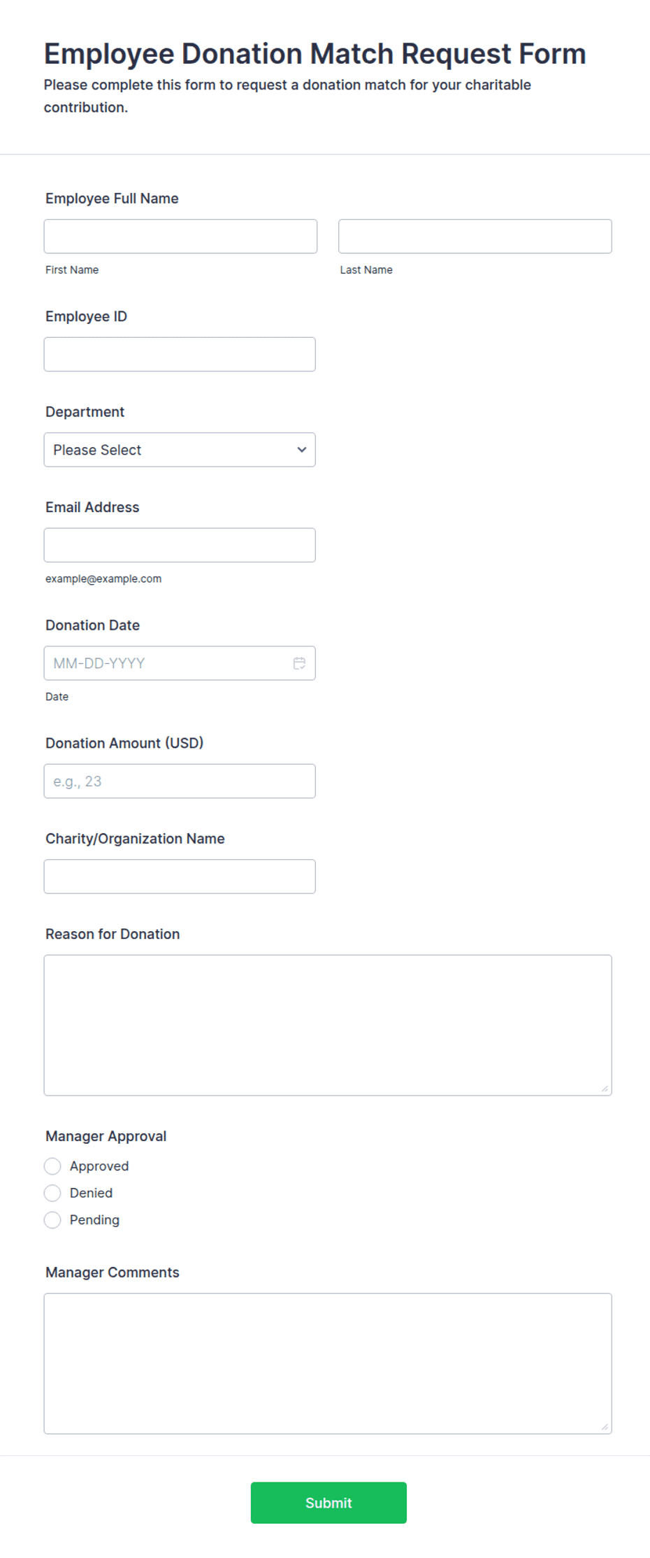 Match Form Employee Donation Match Request Form Template | Jotform