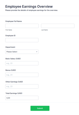 Employee Earnings Overview Form Template
