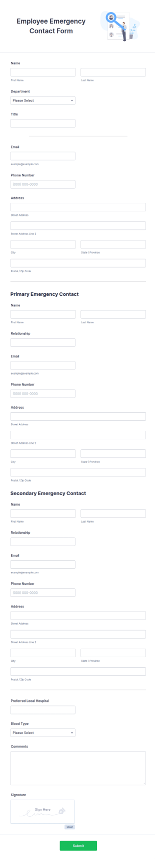Employee Emergency Contact List Form Template