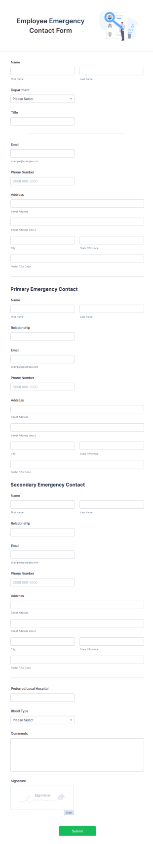 Employee Emergency Contact List Form Template