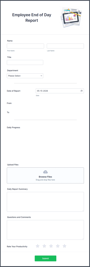 Employee End Of Day Report Form Template