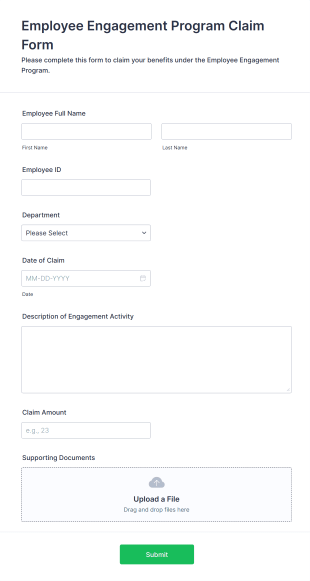 Employee Engagement Program Claim Form Template