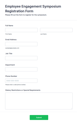 Employee Engagement Symposium Registration Form Template