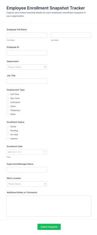 Employee Enrollment Snapshot Tracker Form Template