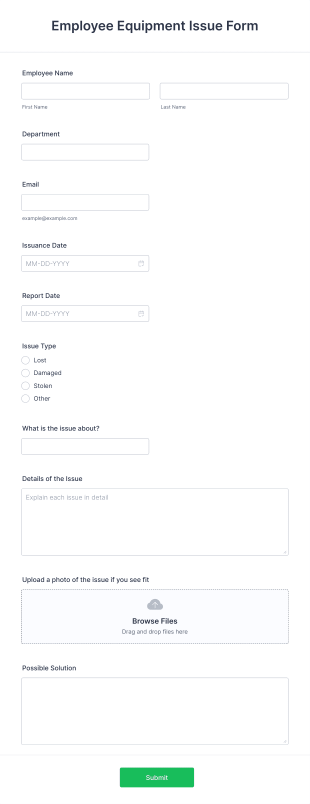 Employee Equipment Issue Form Template