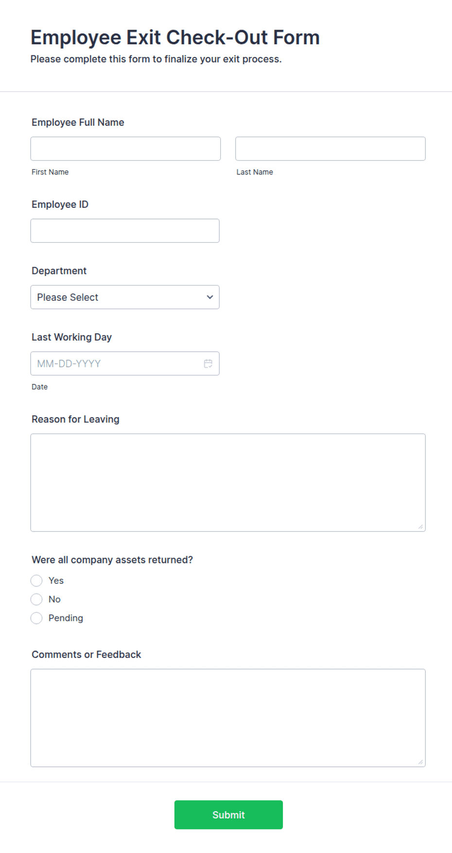 Employee Exit Check-Out Form Template | Jotform