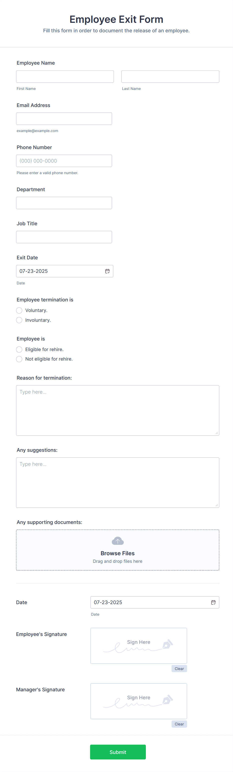 Employee Exit Form Template | Jotform