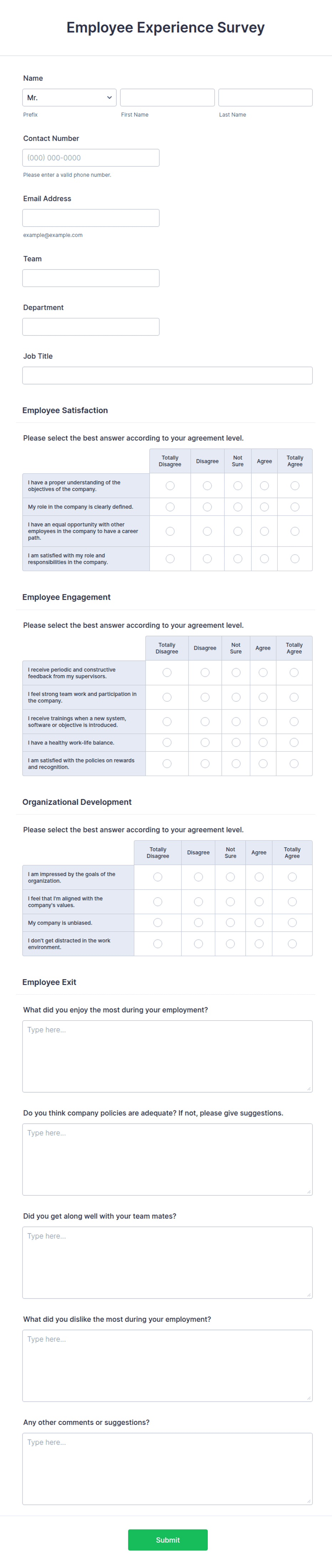 Employee Experience Survey Form Template | Jotform