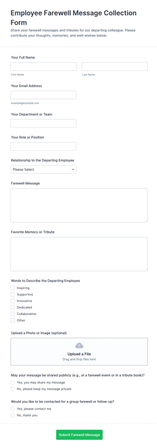 Employee Farewell Message Collection Form Template