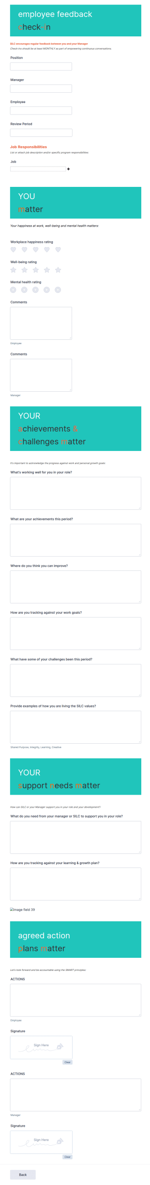 Employee Feedback Check In Form Template