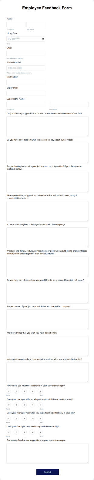 Employee Feedback Form Template
