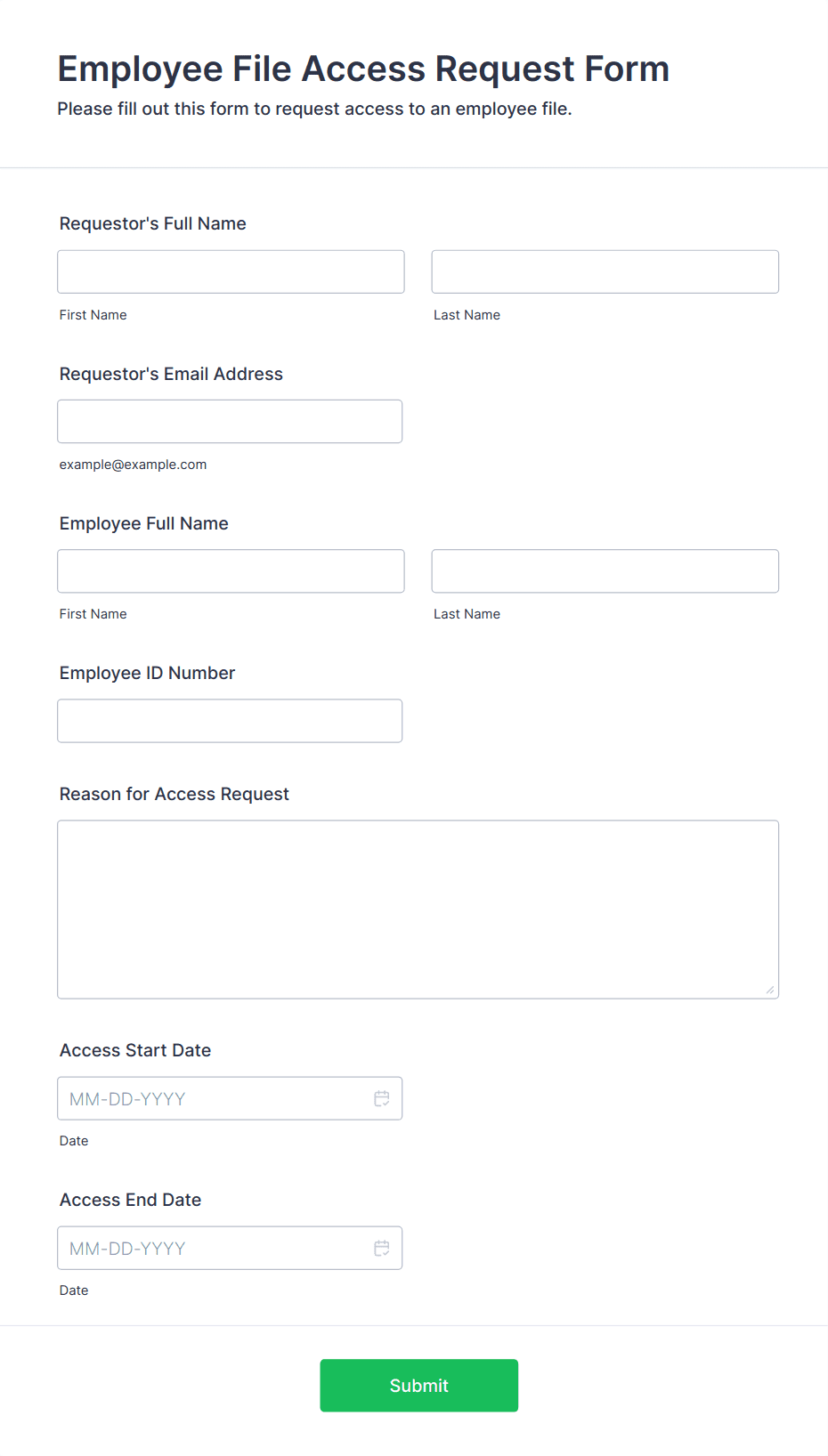 Employee File Access Request Form Template | Jotform