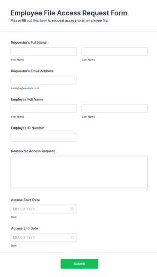 Employee File Access Request Form Template