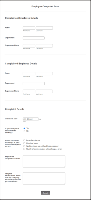 Employee Formal Complaint Form Template