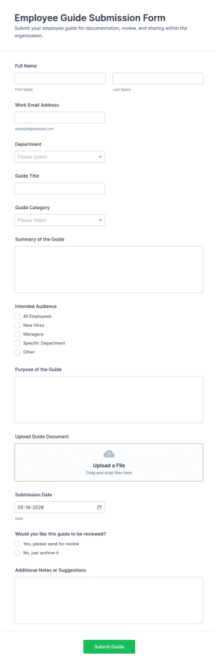 Employee Guide Submission Form Template