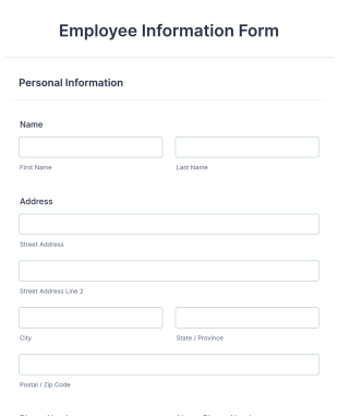 Employee Information Form Template