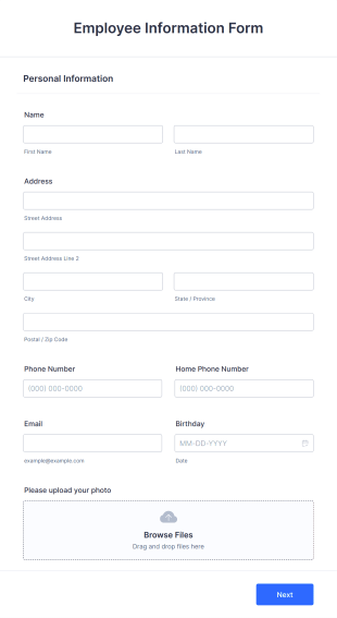 Employee Information Form Template