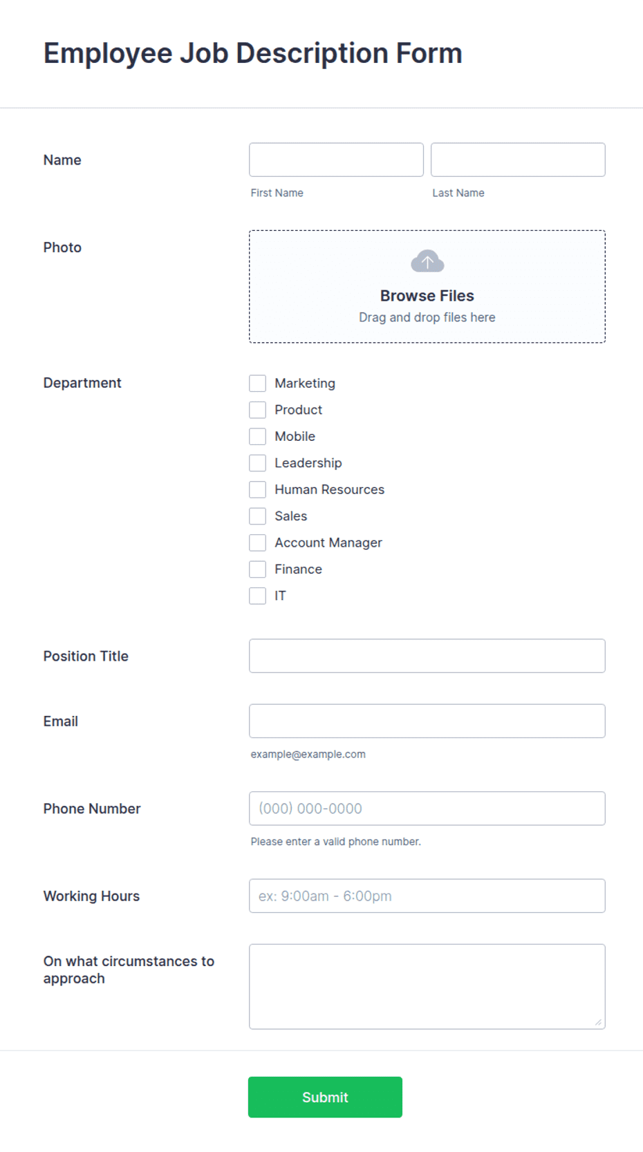 Job Des Form Job Description Template