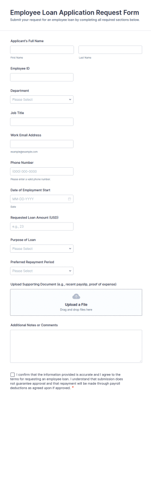 Employee Loan Application Request Form Template