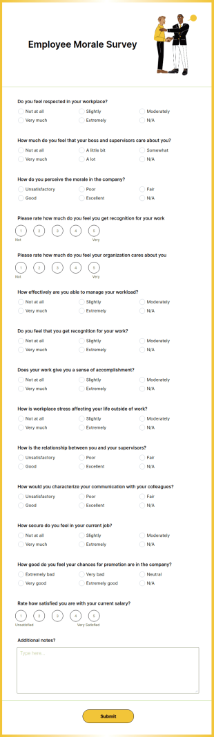 Employee Morale Survey Form Template