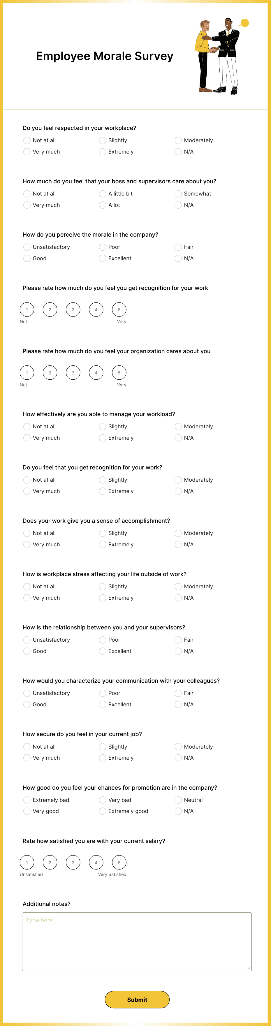 Employee Morale Survey Form Template Jotform Employee Morale Survey Form Template Jotform