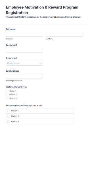 Employee Motivation & Reward Program Registration Form Template