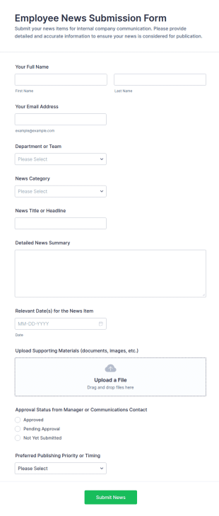 Employee News Submission Form Template