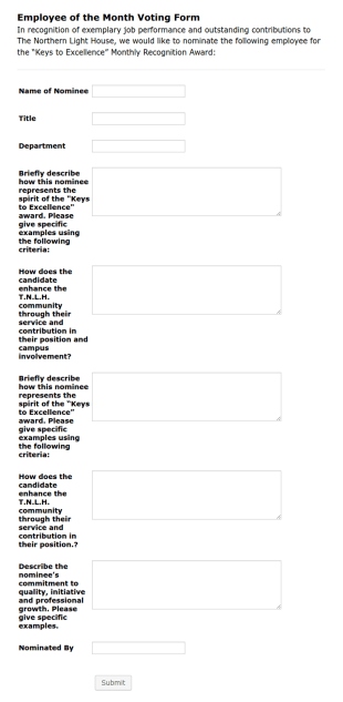 Employee Of The Month Ballot Form Template