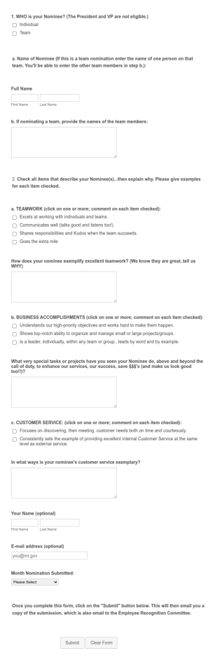 Employee Of The Month Nomination Form Gravitec