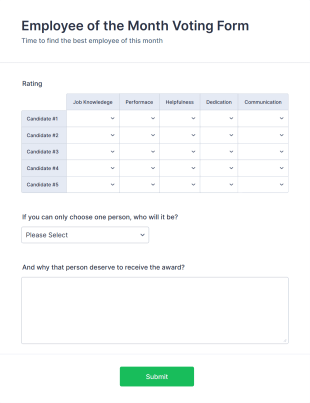 Employee Of The Month Voting Form Template