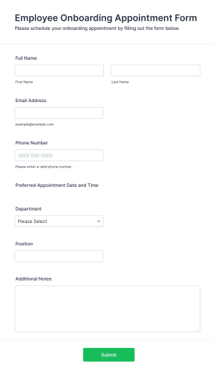 Employee Onboarding Appointment Form Template