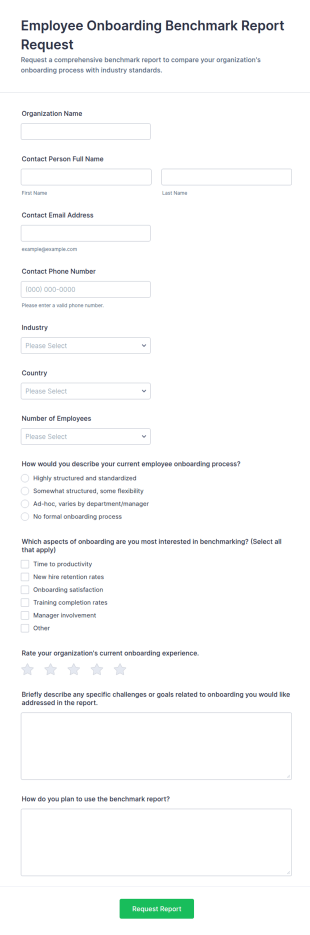 Employee Onboarding Benchmark Report Request Form Template