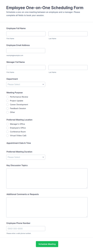 Employee One On One Scheduling Form Template