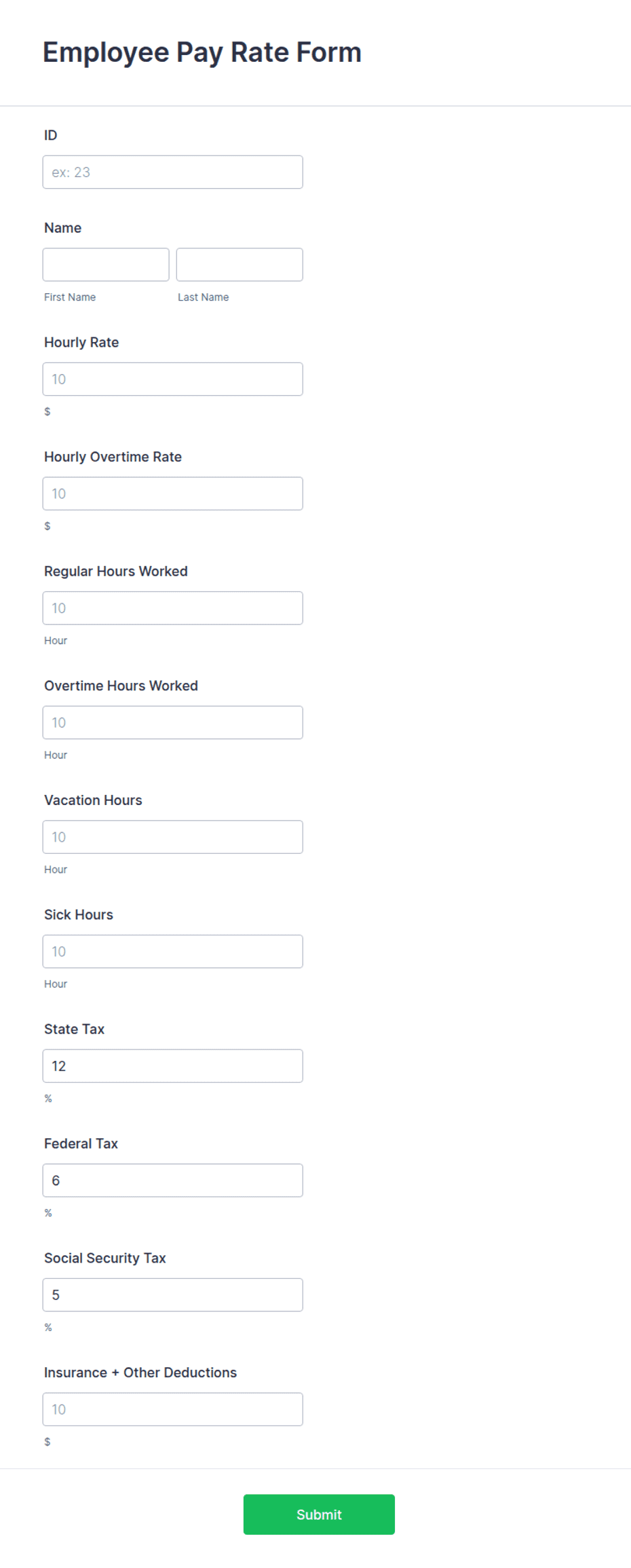 Employee Pay Rate Form Template | Jotform