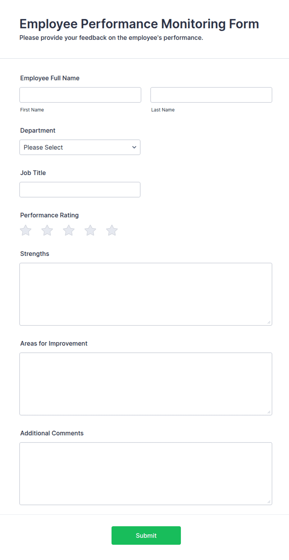 Performance Notification Template Employee Performance Monitoring Form Template | Jotform