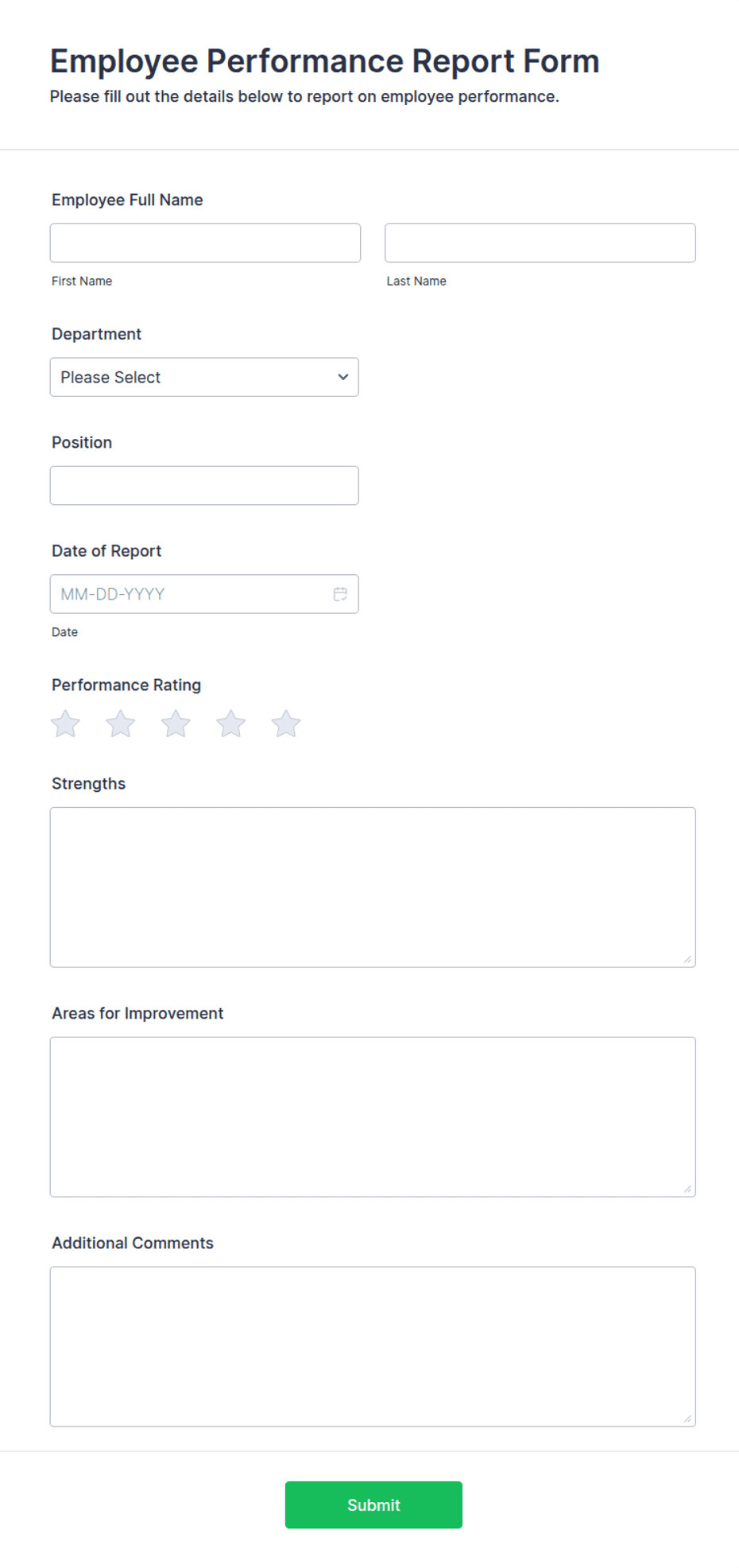 Employee Performance Report Form Template | Jotform
