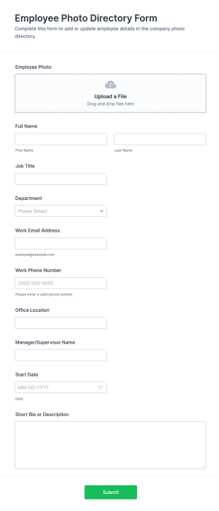 Employee Photo Directory Form Template