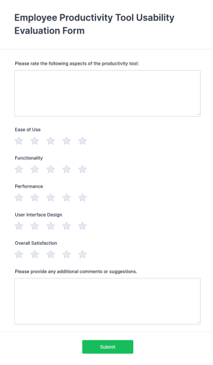 Employee Productivity Tool Usability Evaluation Form Template