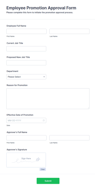 Employee Promotion Approval Form Template