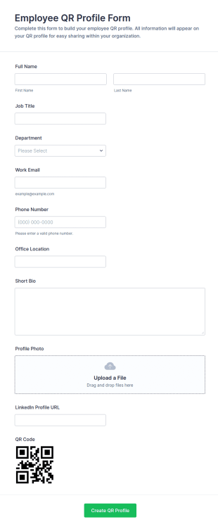 Employee QR Profile Form Template