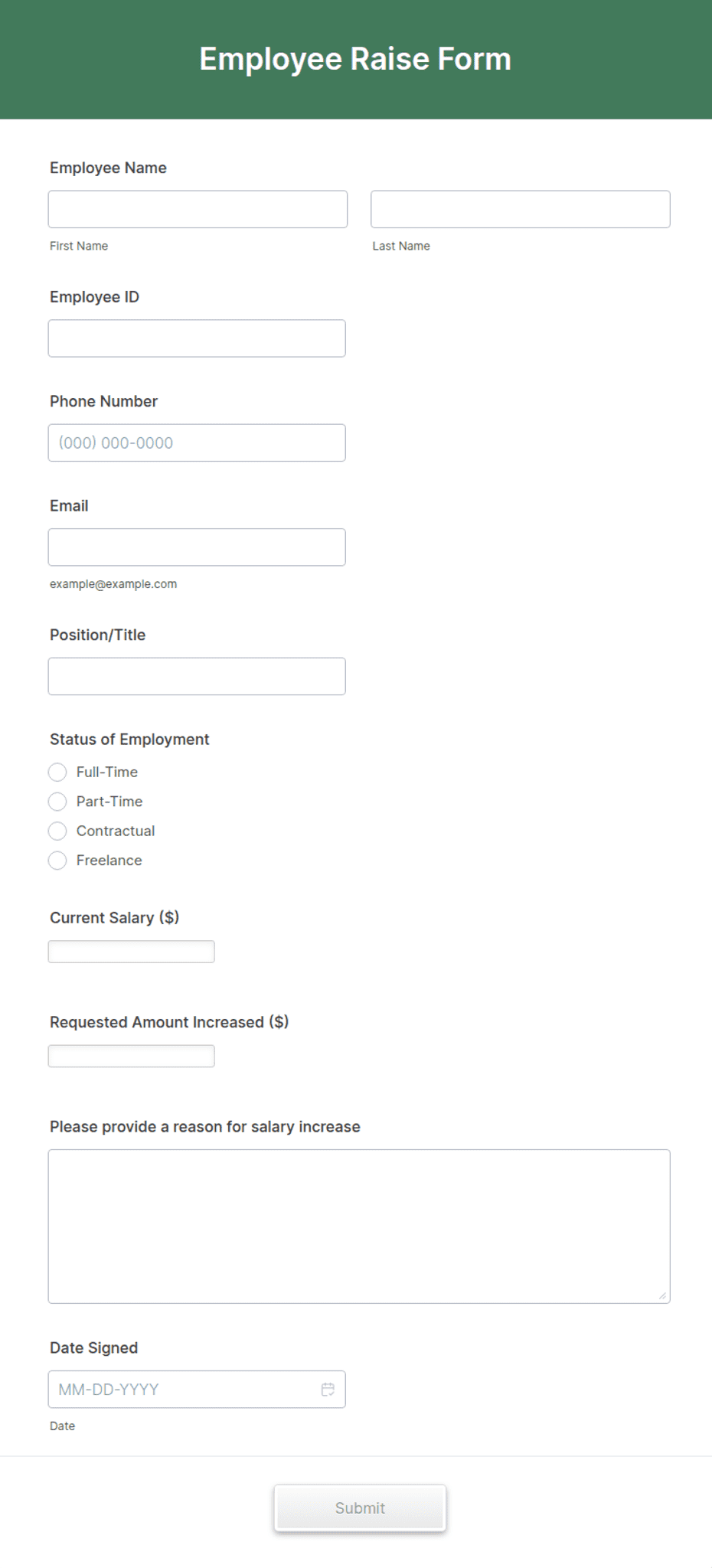 Employee Raise Form Template | Jotform
