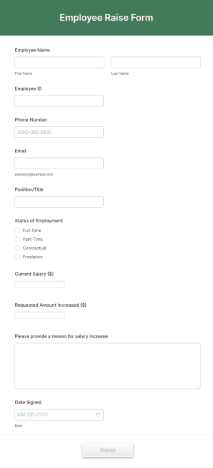 Employee Raise Form Template