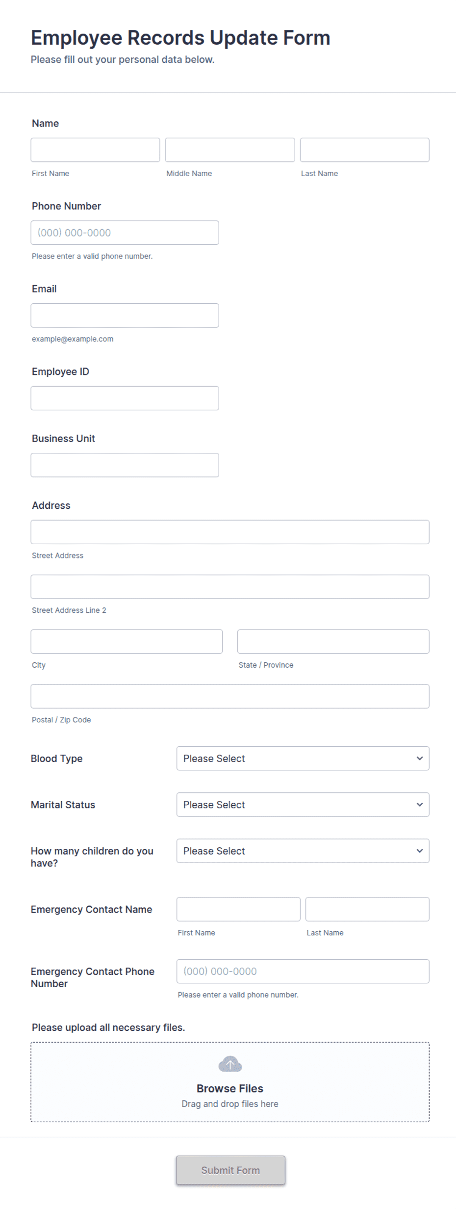 Record Update Notice Employee Records Update Form Template | Jotform