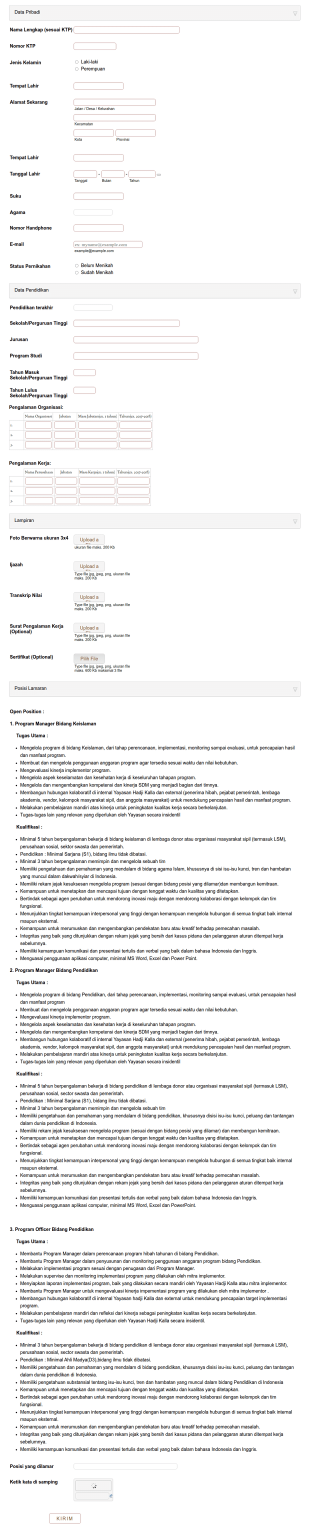 Employee Recruitment Form In Indonesian