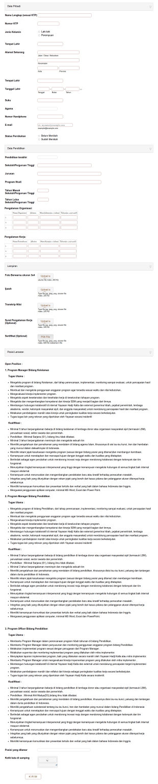 Employee Recruitment Form In Indonesian