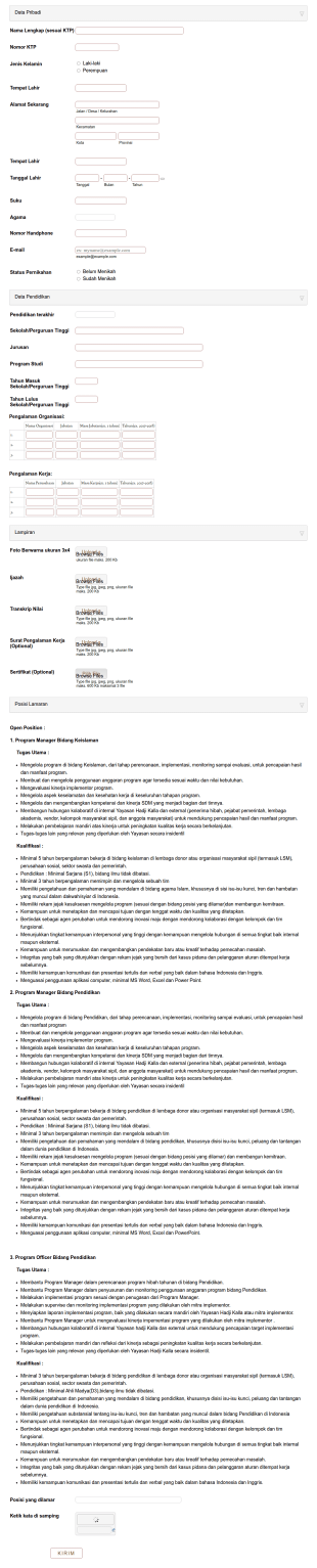 Employee Recruitment Form In Indonesian